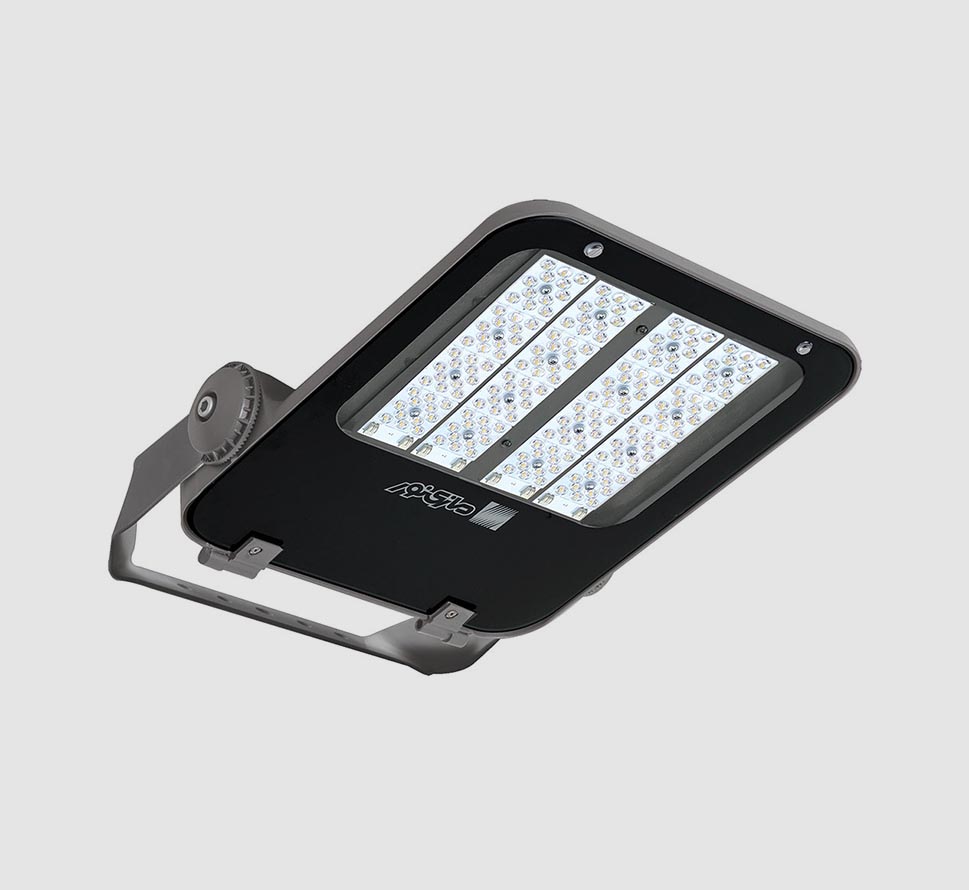 چراغ LED پروژكتوري (IP66) با توان 140 وات ، دماي رنگ نور 4000 كلوين و پخش نور متقارن باز – طوسي